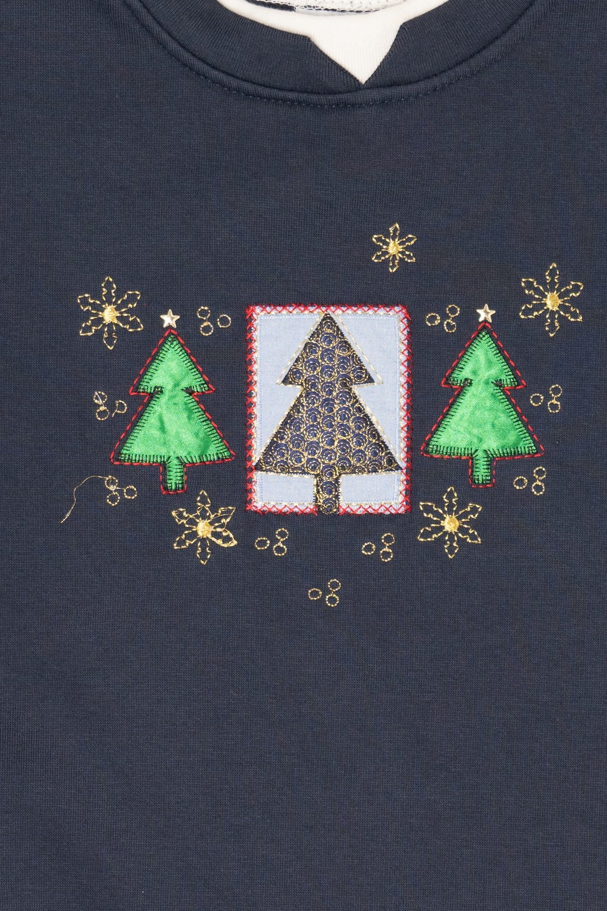 Navy Blue Kim Rogers Trees Ugly Christmas Sweatshirt (2010s)