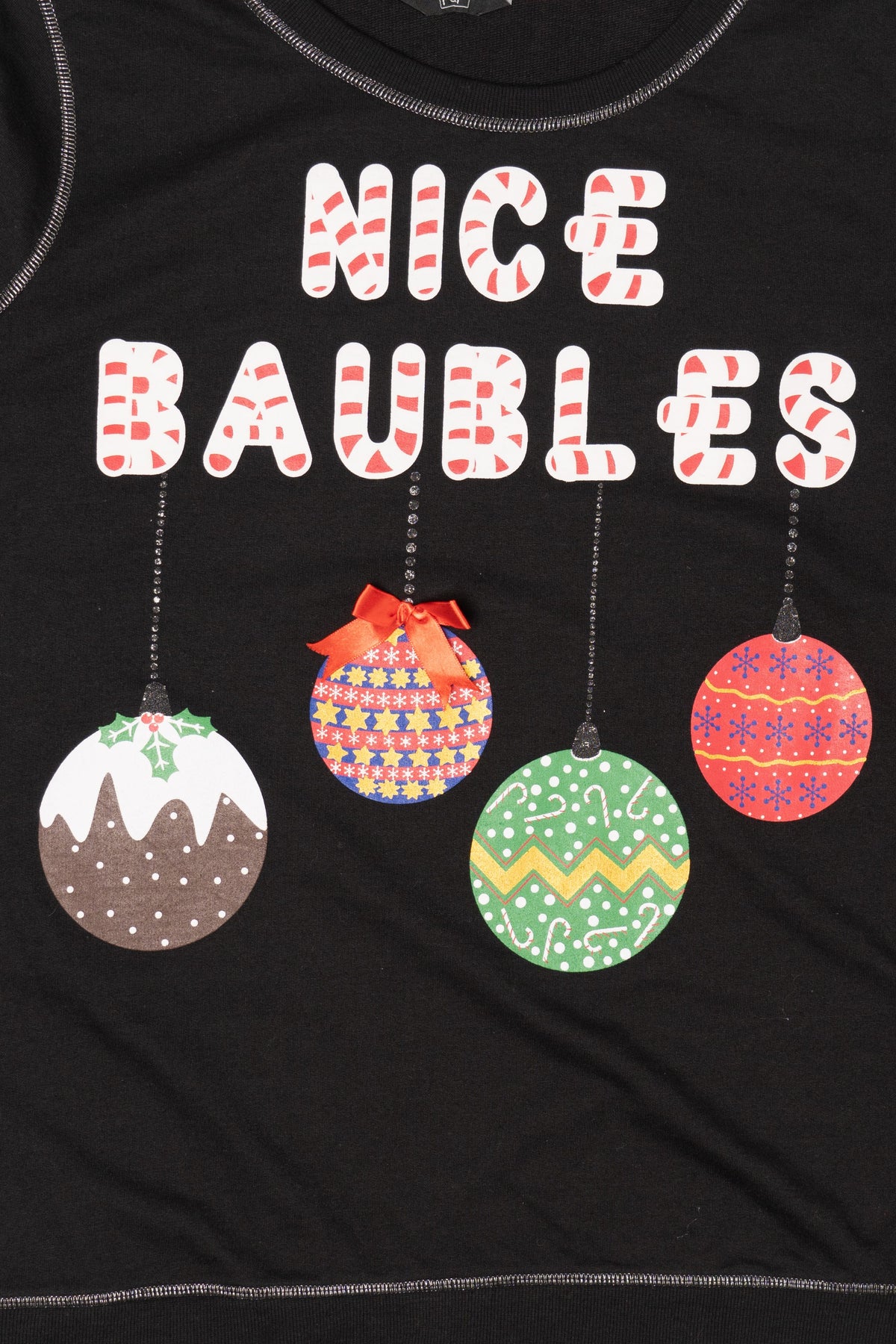 Black F&F Ornaments "Nice Baubles" Ugly Christmas Sweatshirt (2010s)