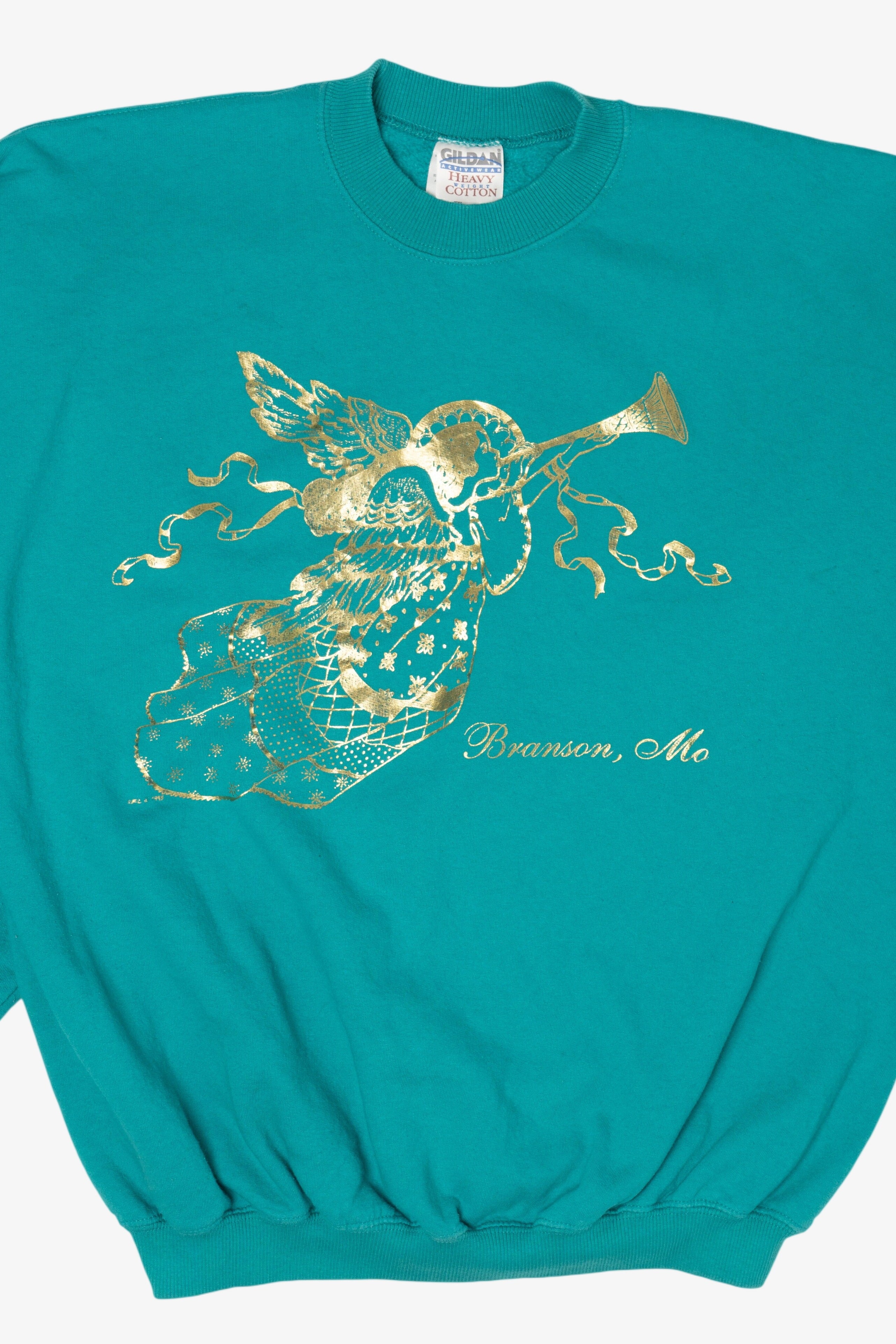 Vintage Aqua Gildan Angels Ugly Christmas Sweatshirt (2000s)
