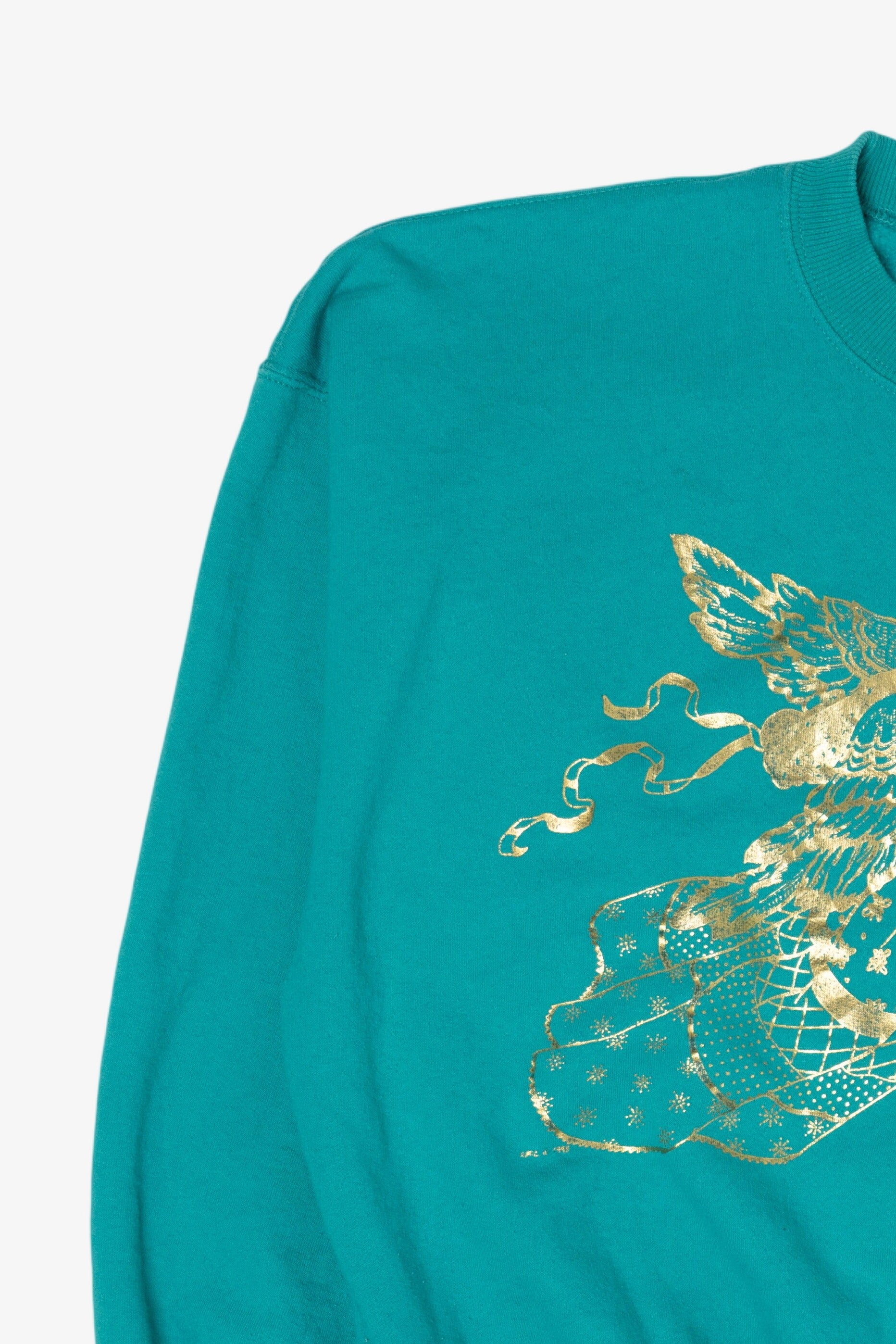 Vintage Aqua Gildan Angels Ugly Christmas Sweatshirt (2000s)
