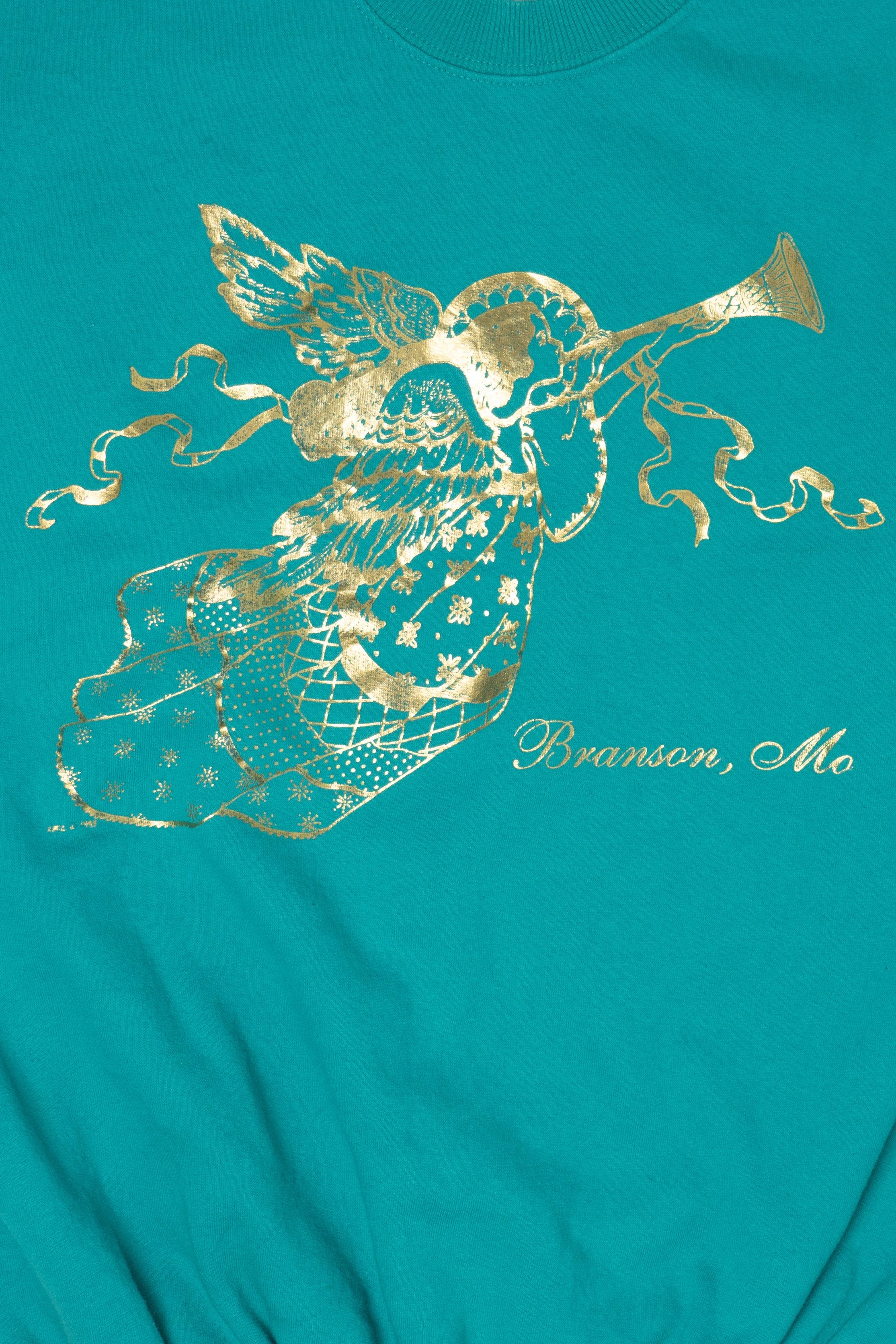 Vintage Aqua Gildan Angels Ugly Christmas Sweatshirt (2000s)