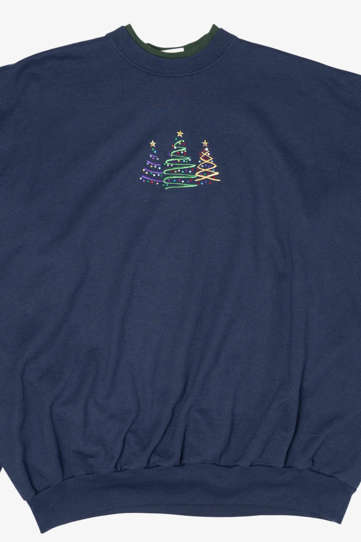 Vintage Navy Blue M&C Sportswear Trees Ugly Christmas Sweatshirt (2000s)