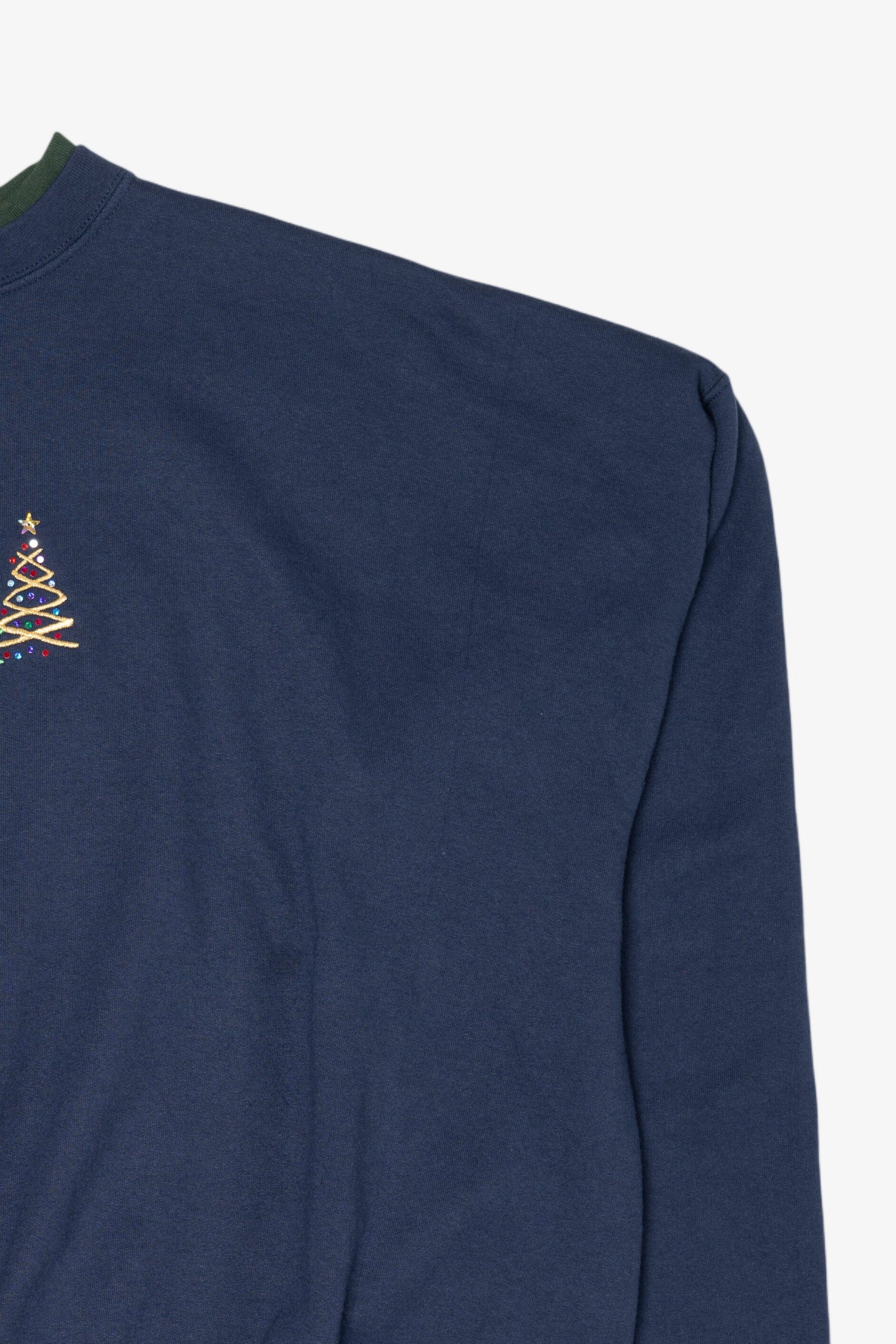Vintage Navy Blue M&C Sportswear Trees Ugly Christmas Sweatshirt (2000s)