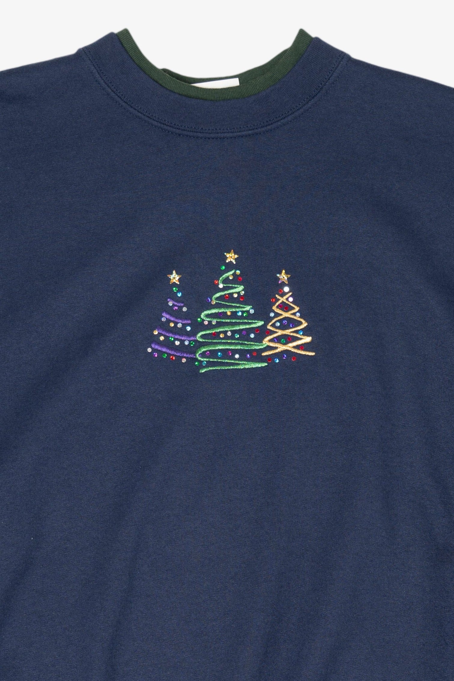 Vintage Navy Blue M&C Sportswear Trees Ugly Christmas Sweatshirt (2000s)