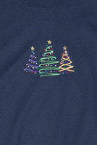 Vintage Navy Blue M&C Sportswear Trees Ugly Christmas Sweatshirt (2000s)