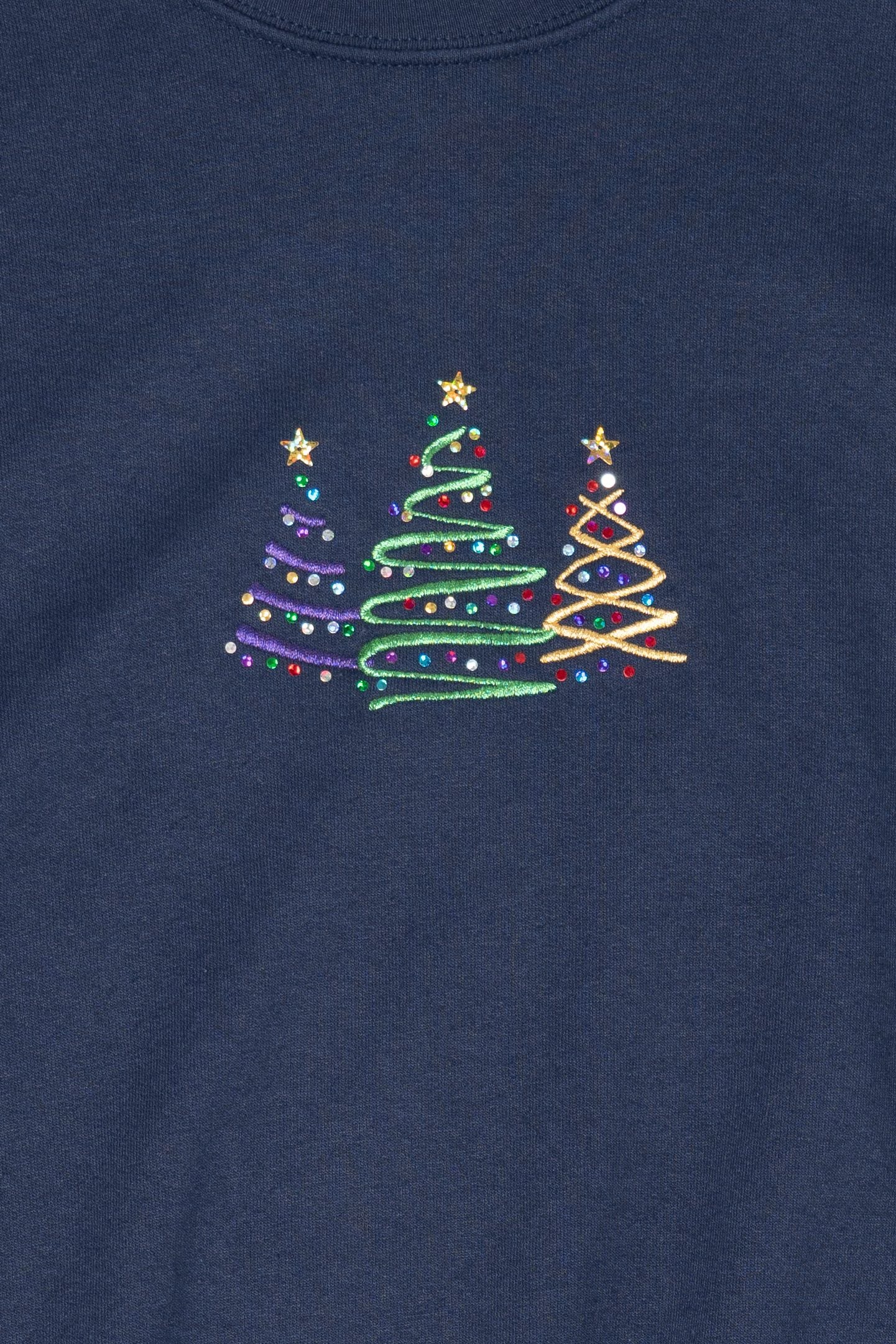Vintage Navy Blue M&C Sportswear Trees Ugly Christmas Sweatshirt (2000s)