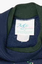 Vintage Navy Blue M&C Sportswear Trees Ugly Christmas Sweatshirt (2000s)