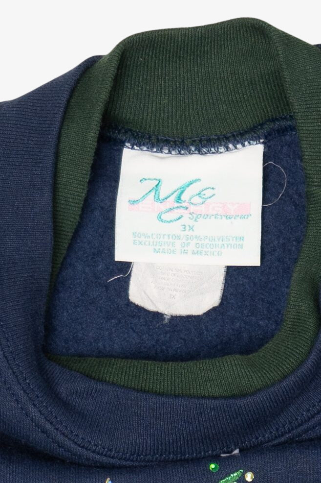Vintage Navy Blue M&C Sportswear Trees Ugly Christmas Sweatshirt (2000s)