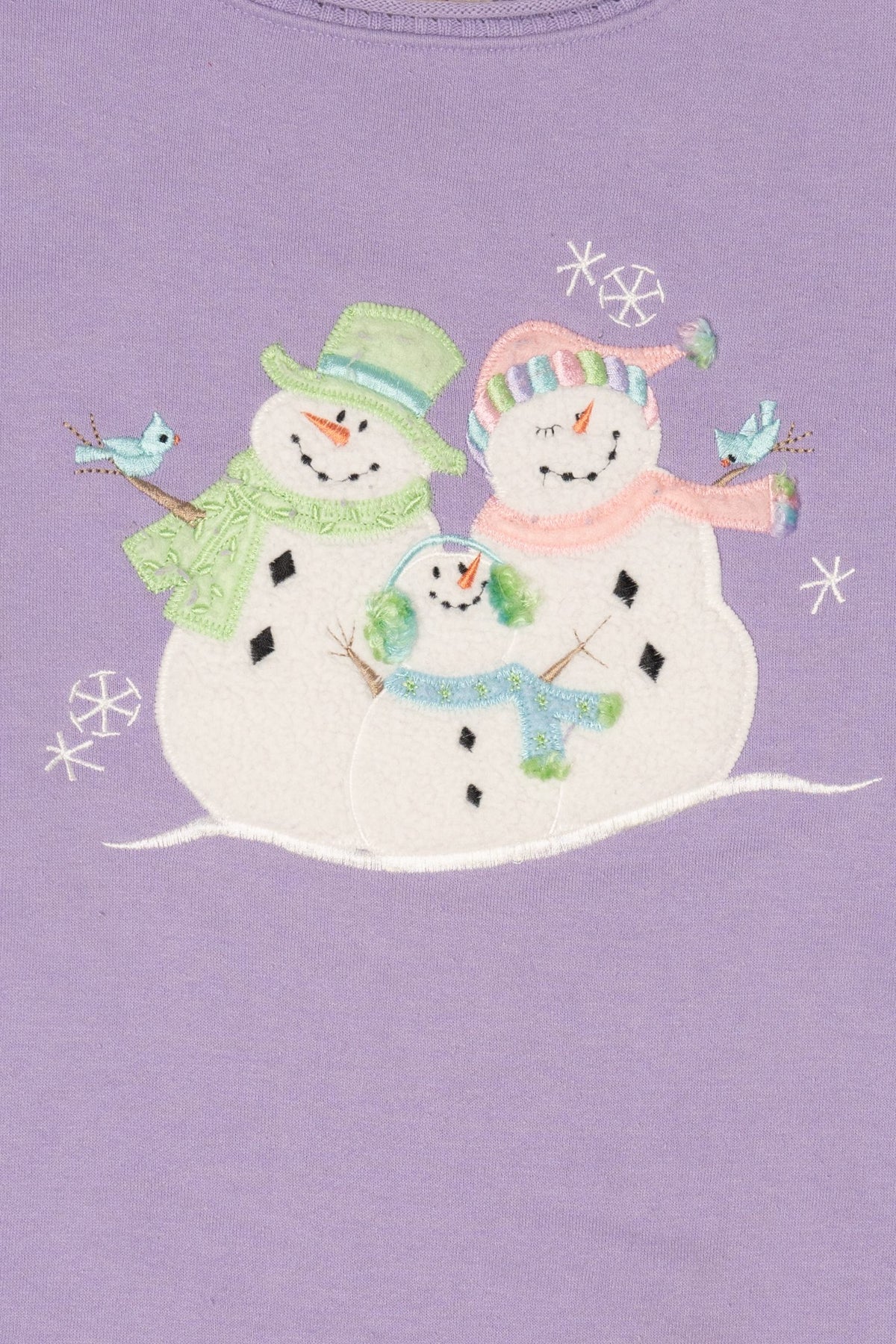 Vintage Lavender Decorated Originals Snowmen Ugly Christmas Sweatshirt (1990s)