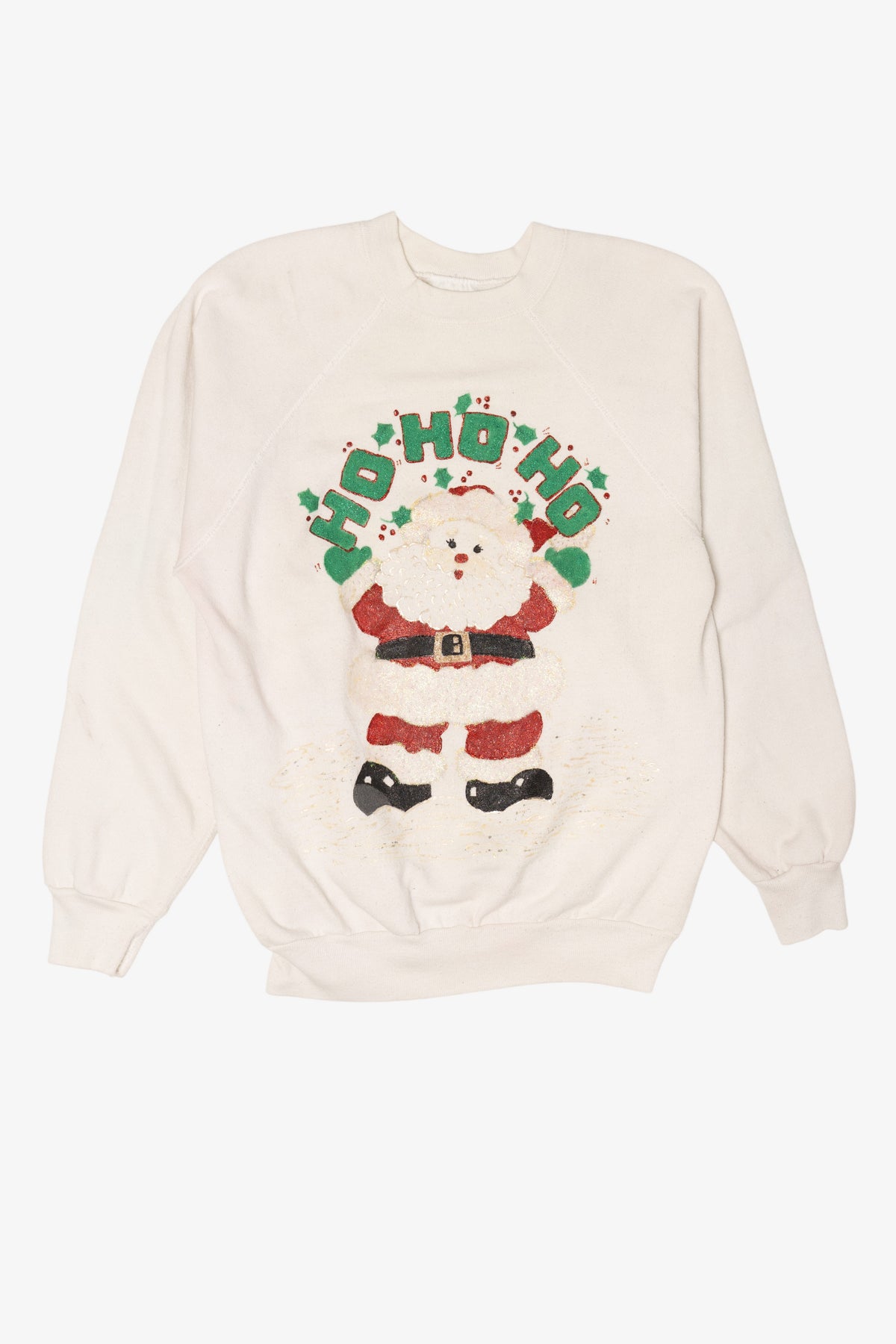 Vintage Tultex Santa "Ho Ho Ho" Raglan Ugly Christmas Sweatshirt (1990s)