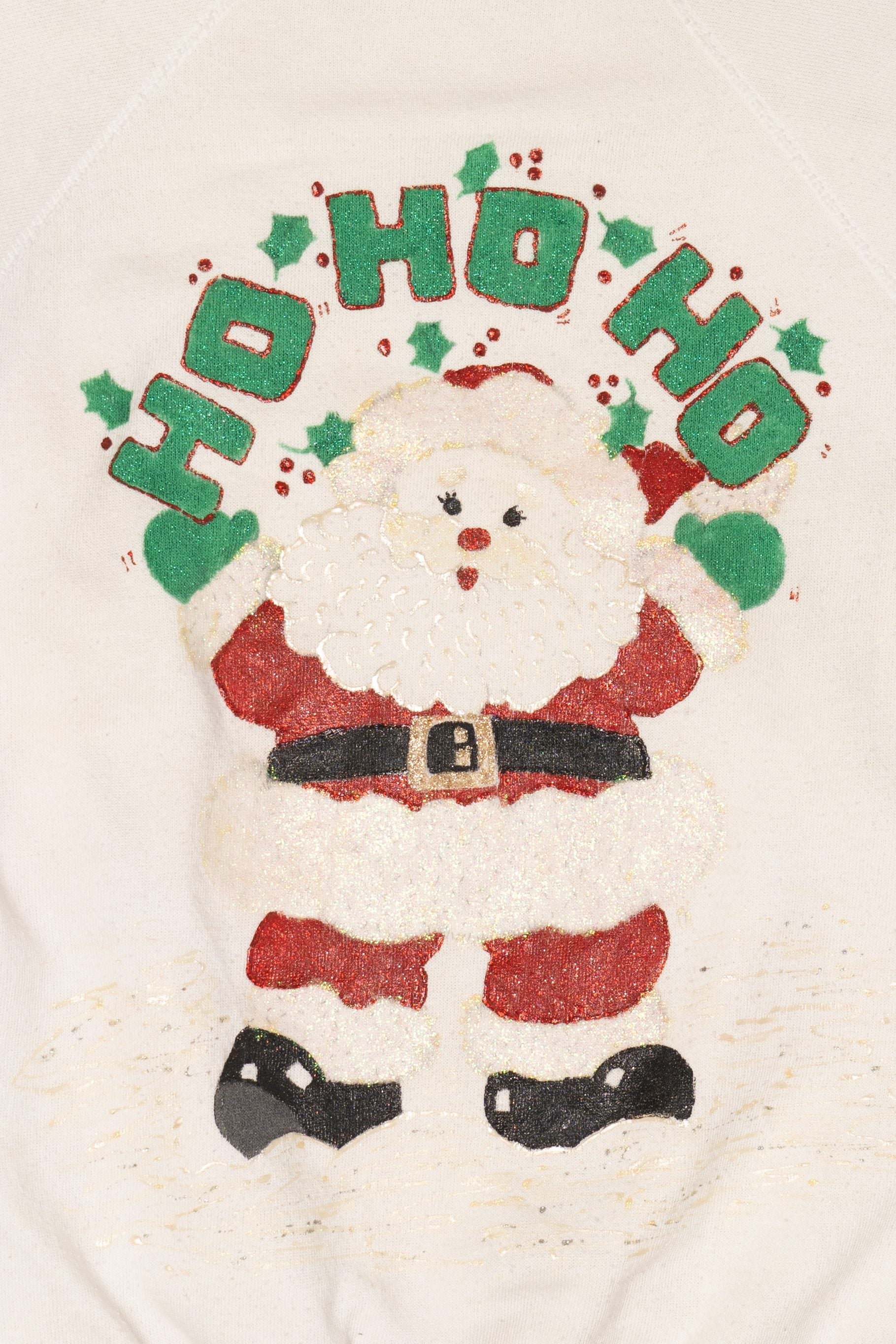 Vintage Tultex Santa "Ho Ho Ho" Raglan Ugly Christmas Sweatshirt (1990s)