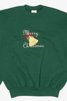 Vintage Green Silver Dollar City Bells Ugly Christmas Sweatshirt (1990s)