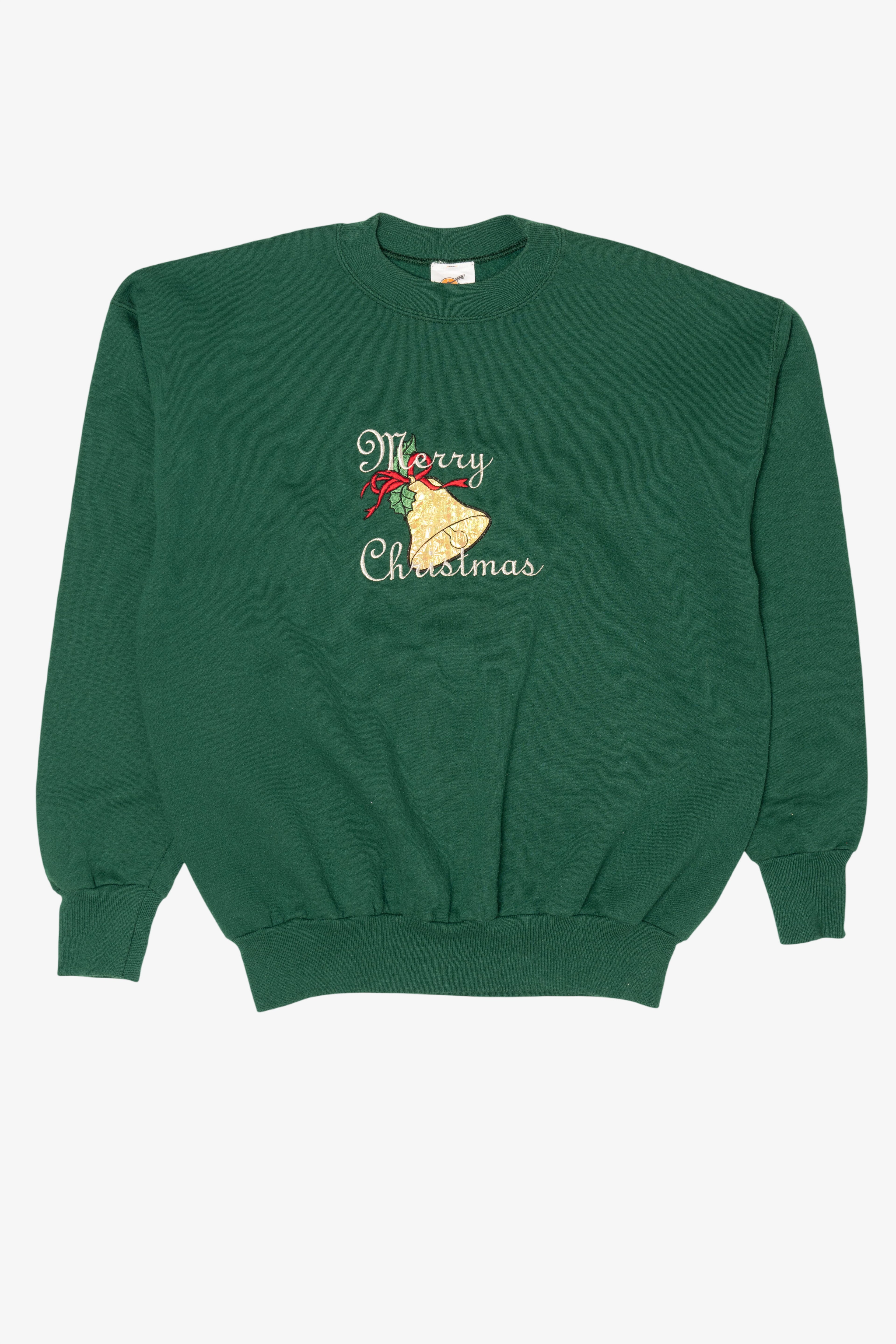 Vintage Green Silver Dollar City Bells Ugly Christmas Sweatshirt (1990s)