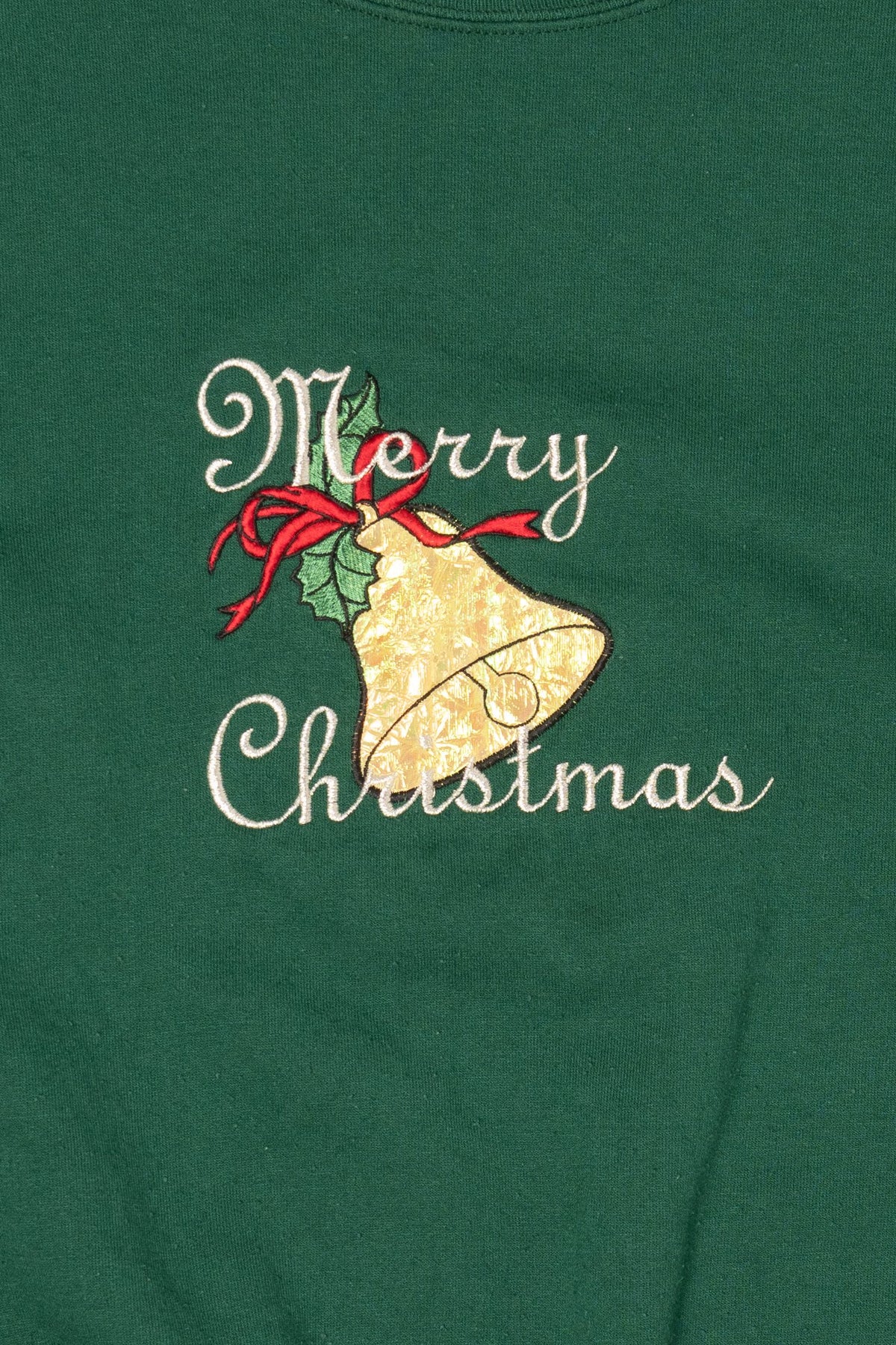 Vintage Green Silver Dollar City Bells Ugly Christmas Sweatshirt (1990s)