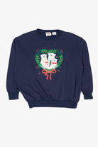 Vintage Navy Blue Nutcracker Polar Bears Ugly Christmas Sweatshirt (1990s)