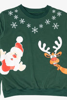 Dark Green Santa And Rudolph Ugly Christmas Sweatshirt (2010s)