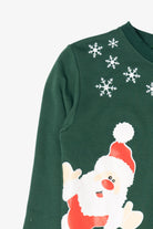 Dark Green Santa And Rudolph Ugly Christmas Sweatshirt (2010s)