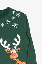 Dark Green Santa And Rudolph Ugly Christmas Sweatshirt (2010s)