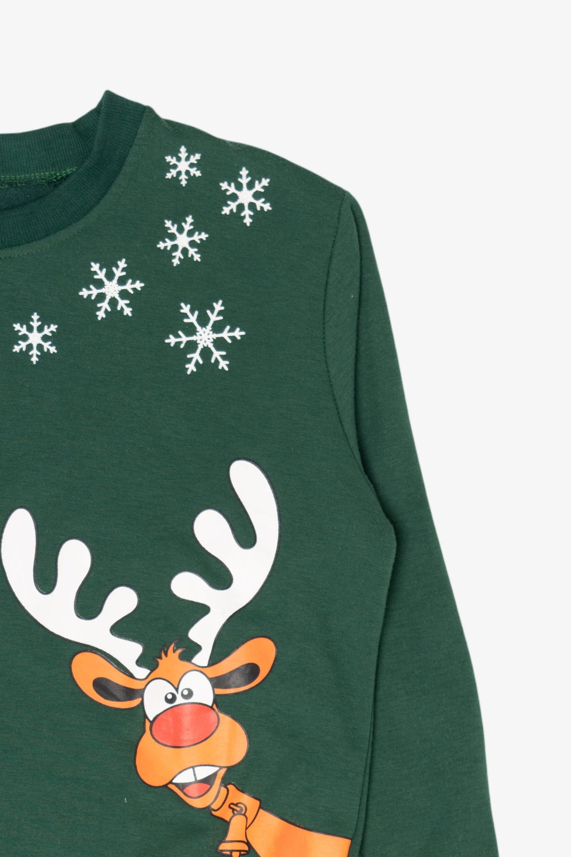 Dark Green Santa And Rudolph Ugly Christmas Sweatshirt (2010s)