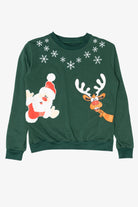 Dark Green Santa And Rudolph Ugly Christmas Sweatshirt (2010s)