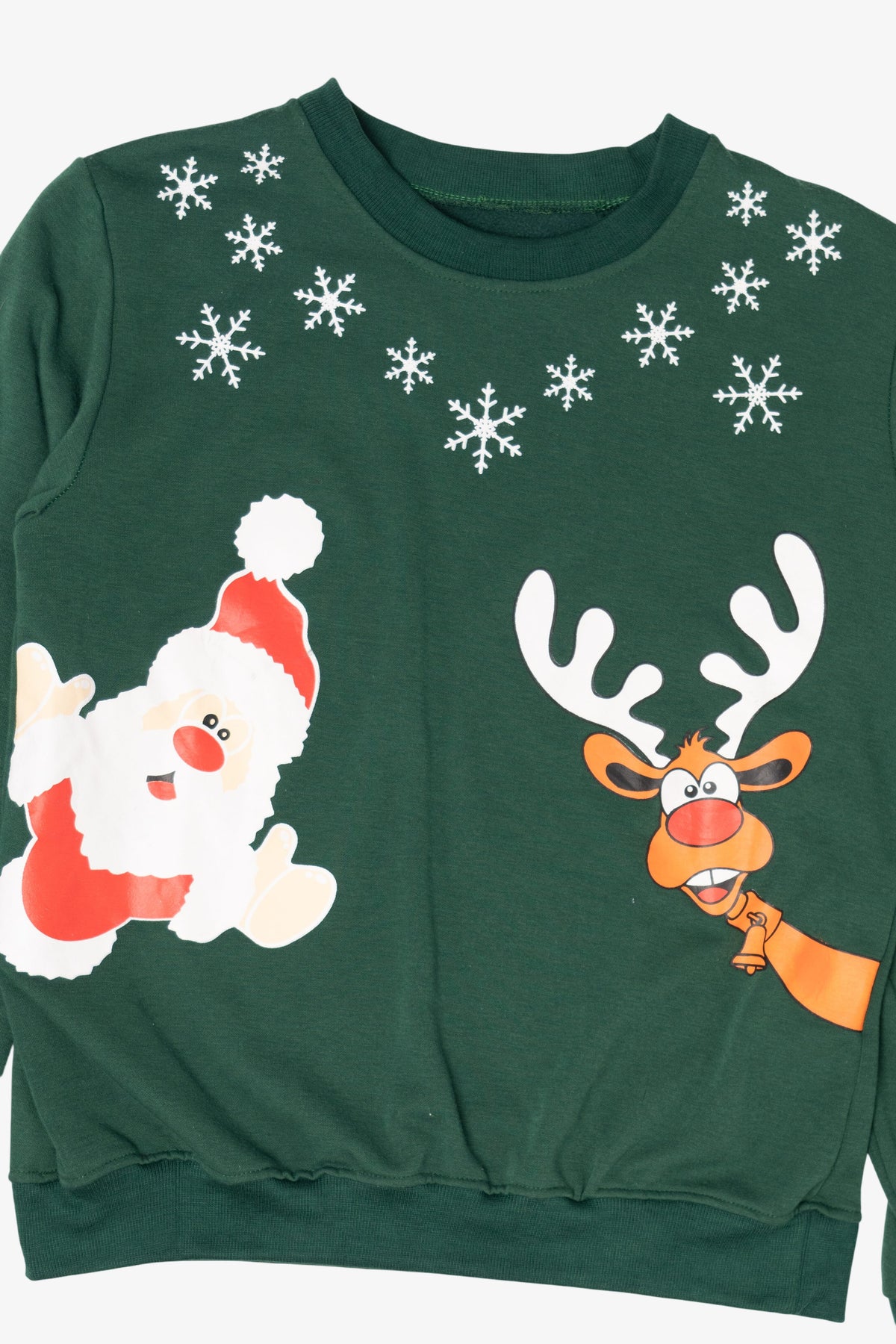 Dark Green Santa And Rudolph Ugly Christmas Sweatshirt (2010s)