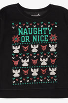 Black Hanes "Naughty Or Nice" Pixel Ugly Christmas Sweatshirt (2010s)