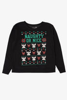 Black Hanes "Naughty Or Nice" Pixel Ugly Christmas Sweatshirt (2010s)