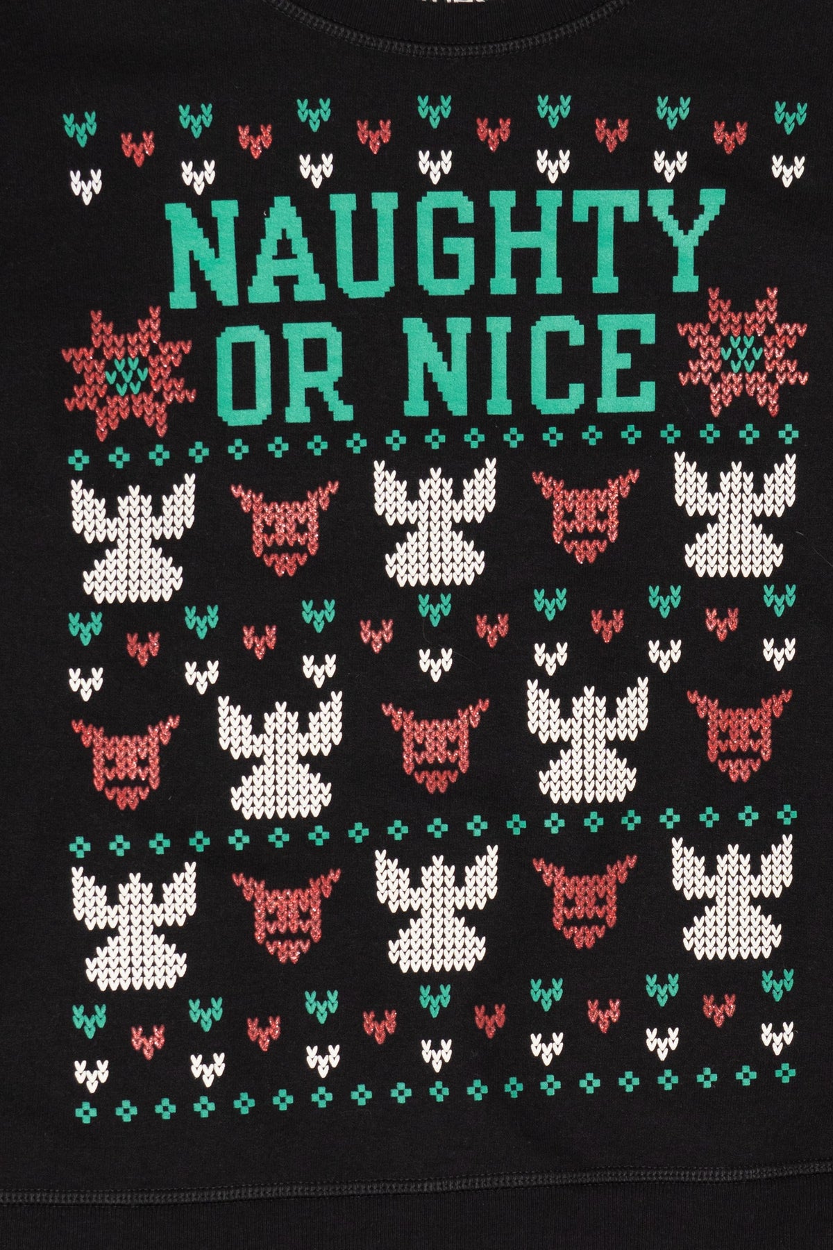 Black Hanes "Naughty Or Nice" Pixel Ugly Christmas Sweatshirt (2010s)