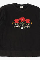 Vintage Black Classic Elements Poinsettias Ugly Christmas Sweatshirt (2000s)