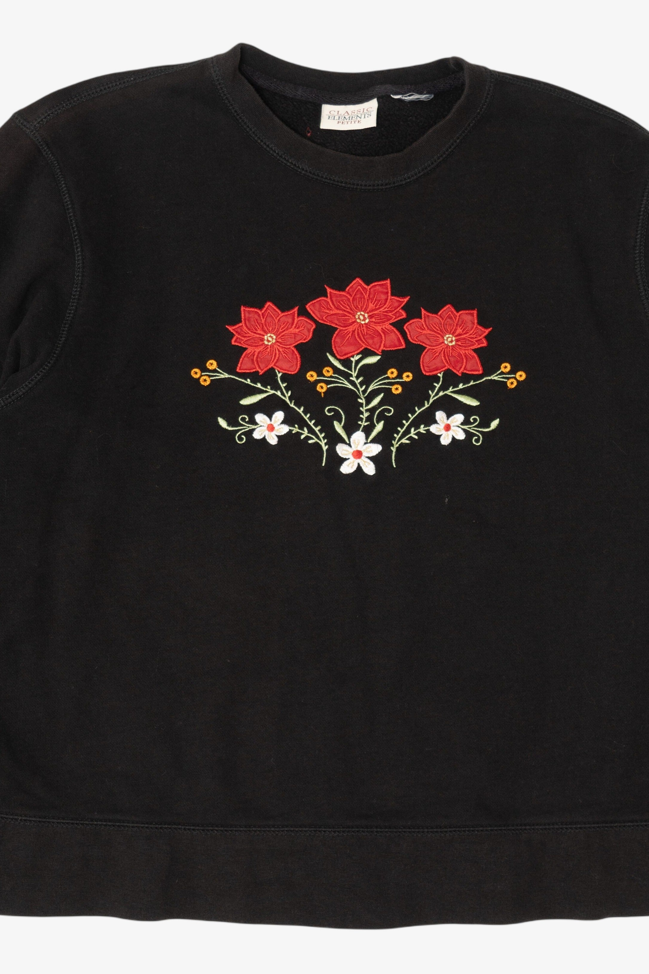 Vintage Black Classic Elements Poinsettias Ugly Christmas Sweatshirt (2000s)