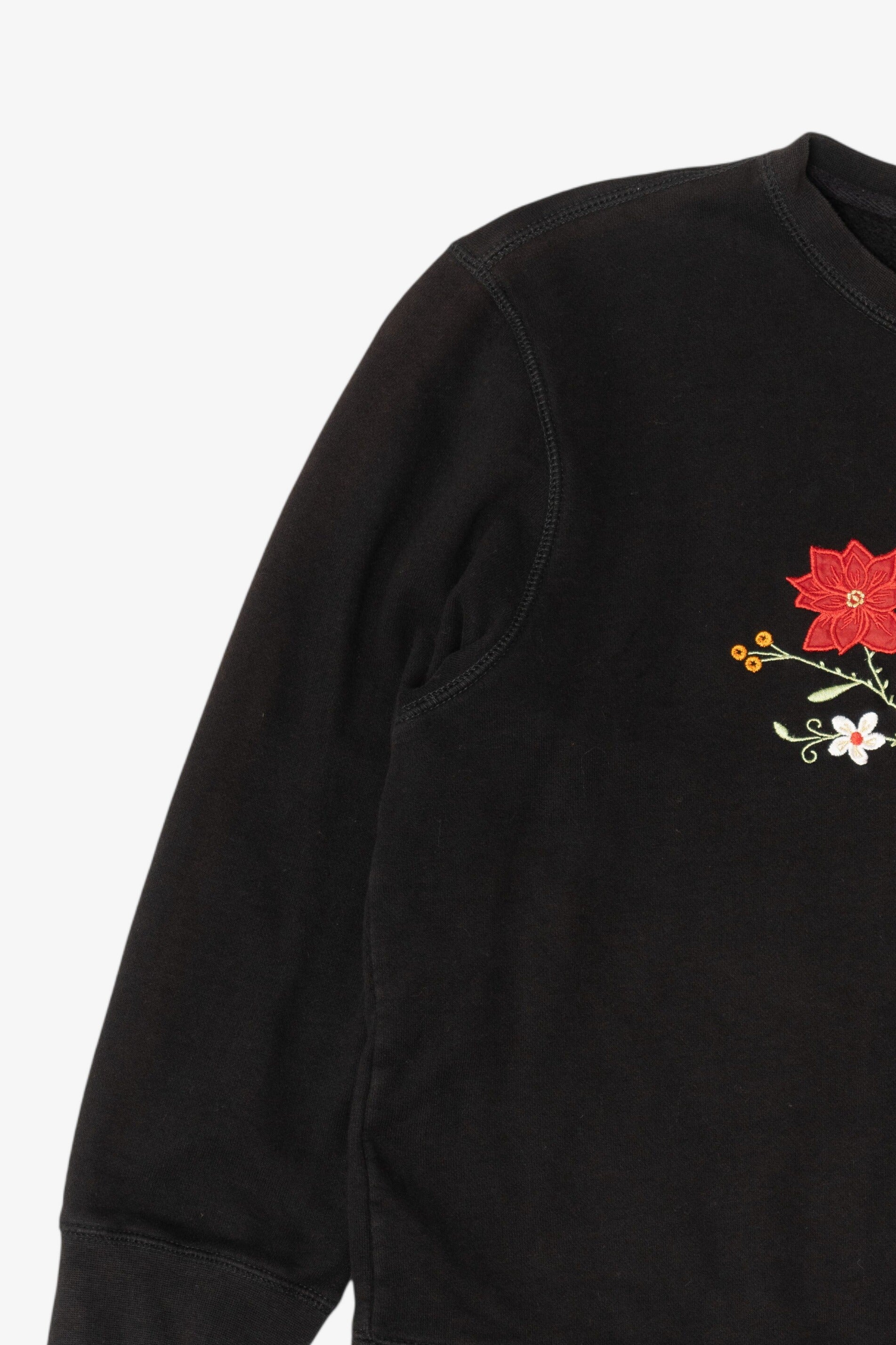 Vintage Black Classic Elements Poinsettias Ugly Christmas Sweatshirt (2000s)
