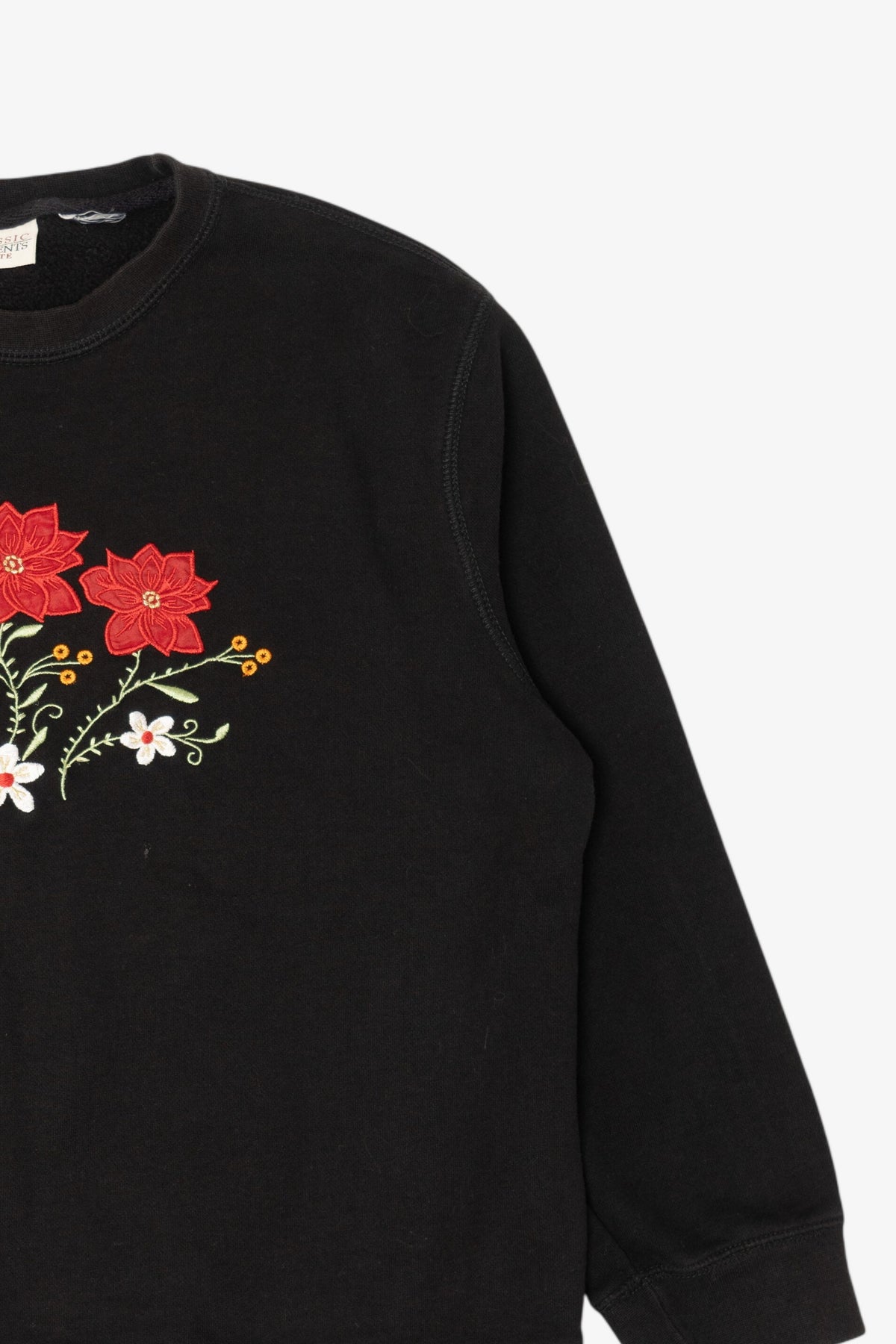 Vintage Black Classic Elements Poinsettias Ugly Christmas Sweatshirt (2000s)