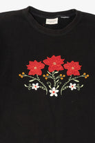 Vintage Black Classic Elements Poinsettias Ugly Christmas Sweatshirt (2000s)