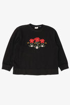 Vintage Black Classic Elements Poinsettias Ugly Christmas Sweatshirt (2000s)