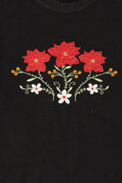 Vintage Black Classic Elements Poinsettias Ugly Christmas Sweatshirt (2000s)
