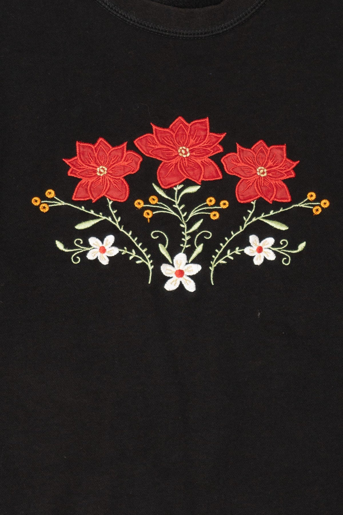 Vintage Black Classic Elements Poinsettias Ugly Christmas Sweatshirt (2000s)