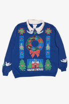 Vintage Blue Spumoni Ugly Christmas Sweatshirt (1980s)