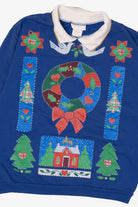 Vintage Blue Spumoni Ugly Christmas Sweatshirt (1980s)