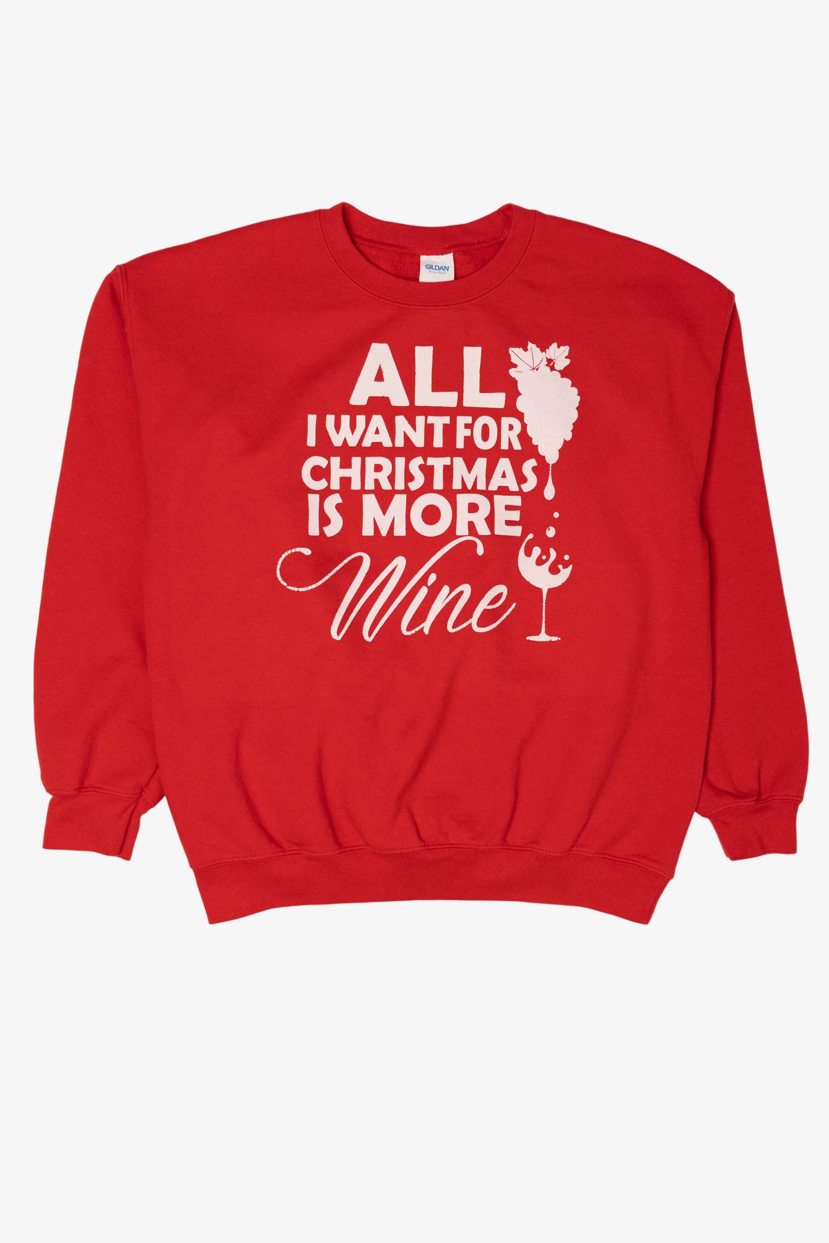 Vintage Red "All I want For Christmas Is More Wine" Sweatshirt (2000s)