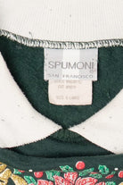 Vintage Hunter Green Spumoni Cats In Window Ugly Christmas Sweatshirt (1990s)