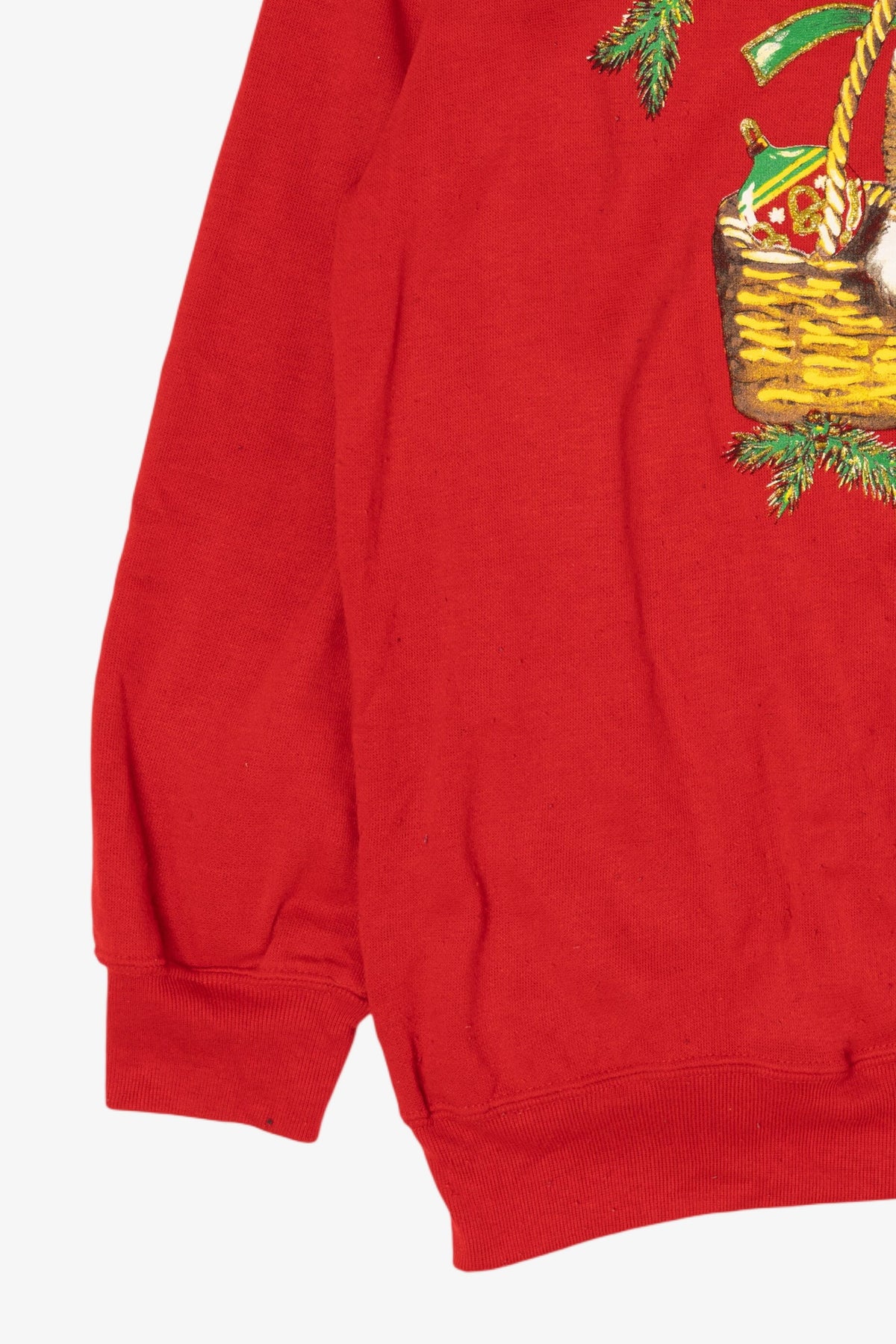 Vintage Red Blair Cat In Basket Ugly Christmas Sweatshirt (1990s)