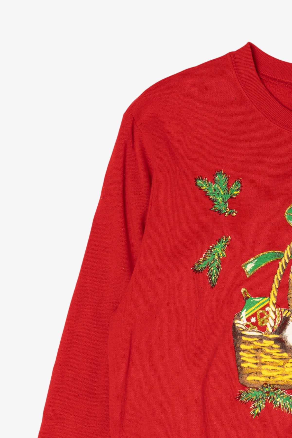 Vintage Red Blair Cat In Basket Ugly Christmas Sweatshirt (1990s)