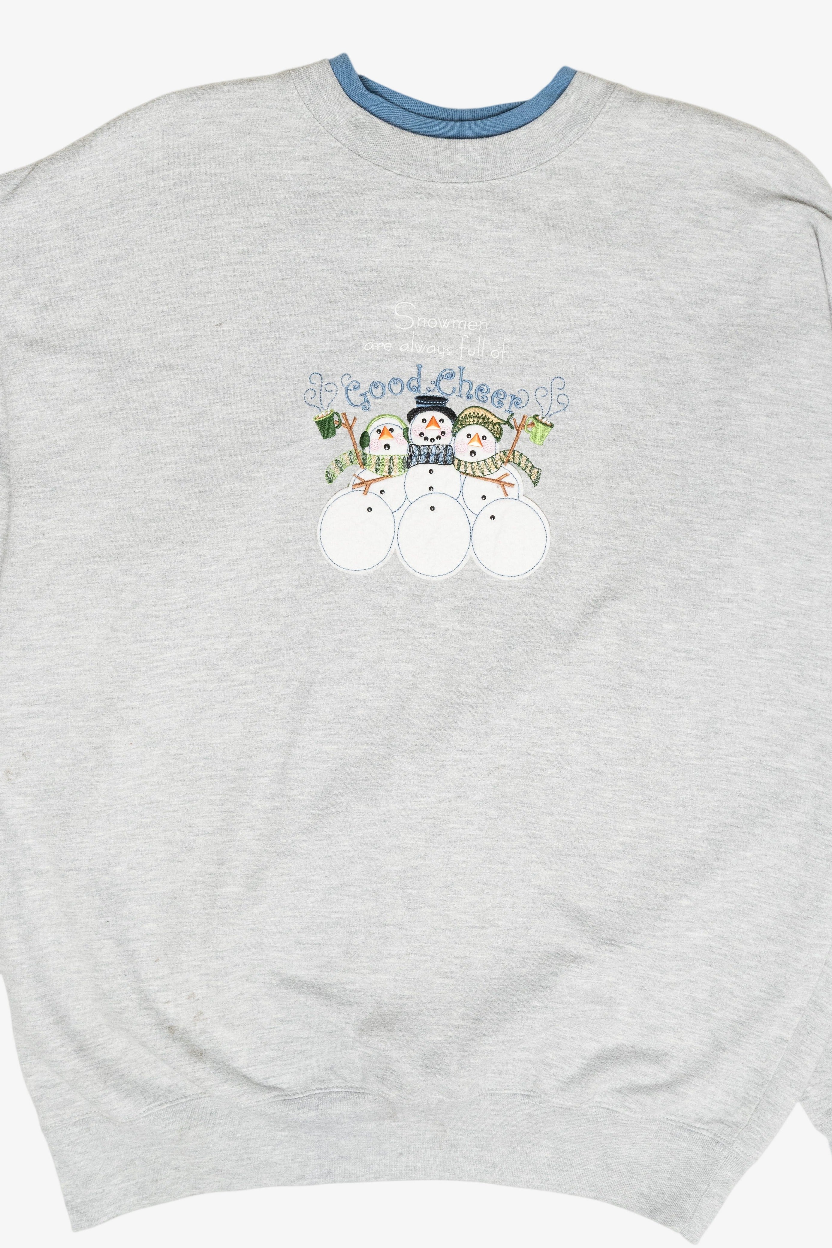 "Good Cheer" Snowmen Vintage Ugly Christmas Sweatshirt (1990s)
