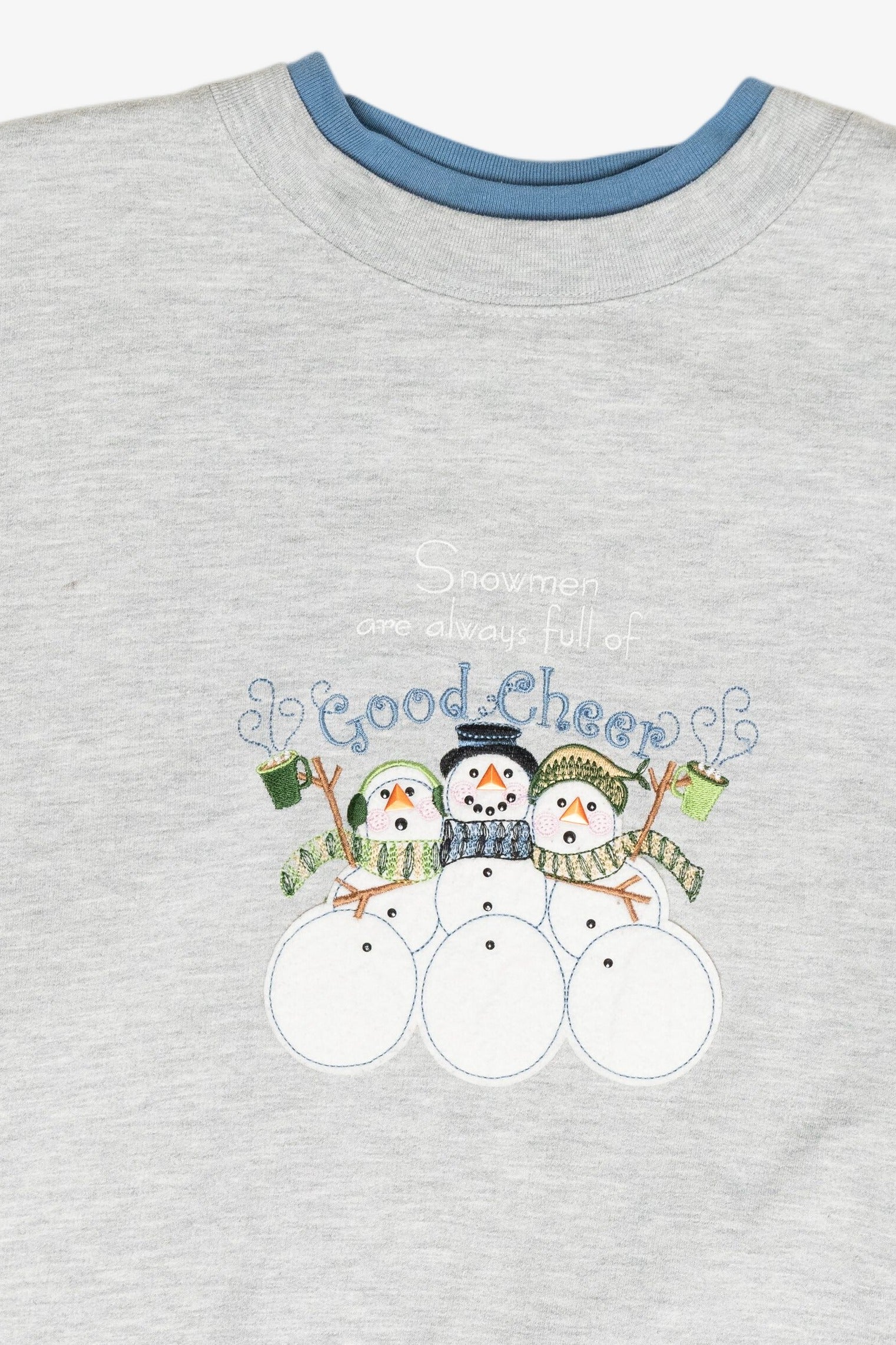 "Good Cheer" Snowmen Vintage Ugly Christmas Sweatshirt (1990s)