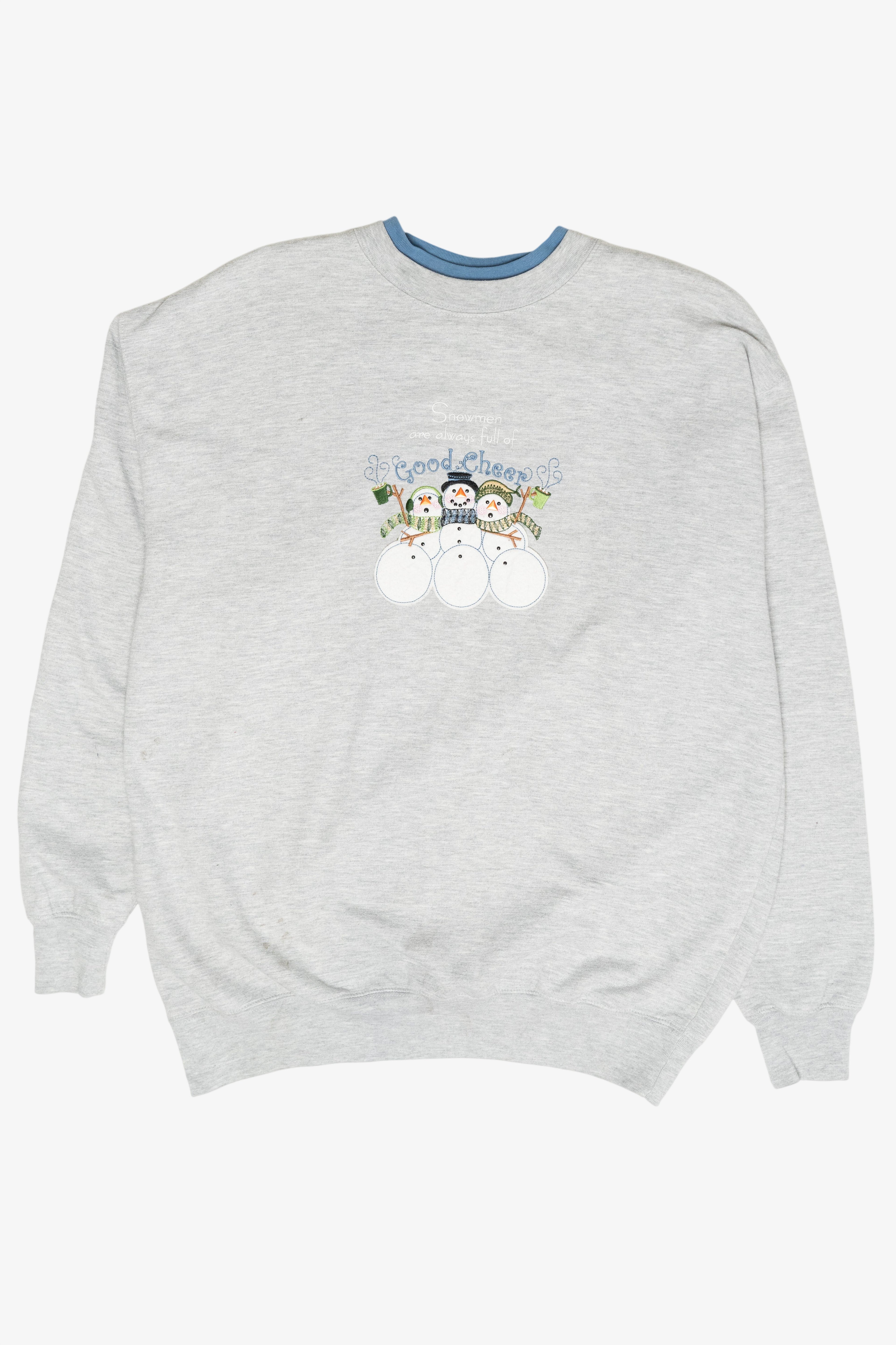 "Good Cheer" Snowmen Vintage Ugly Christmas Sweatshirt (1990s)