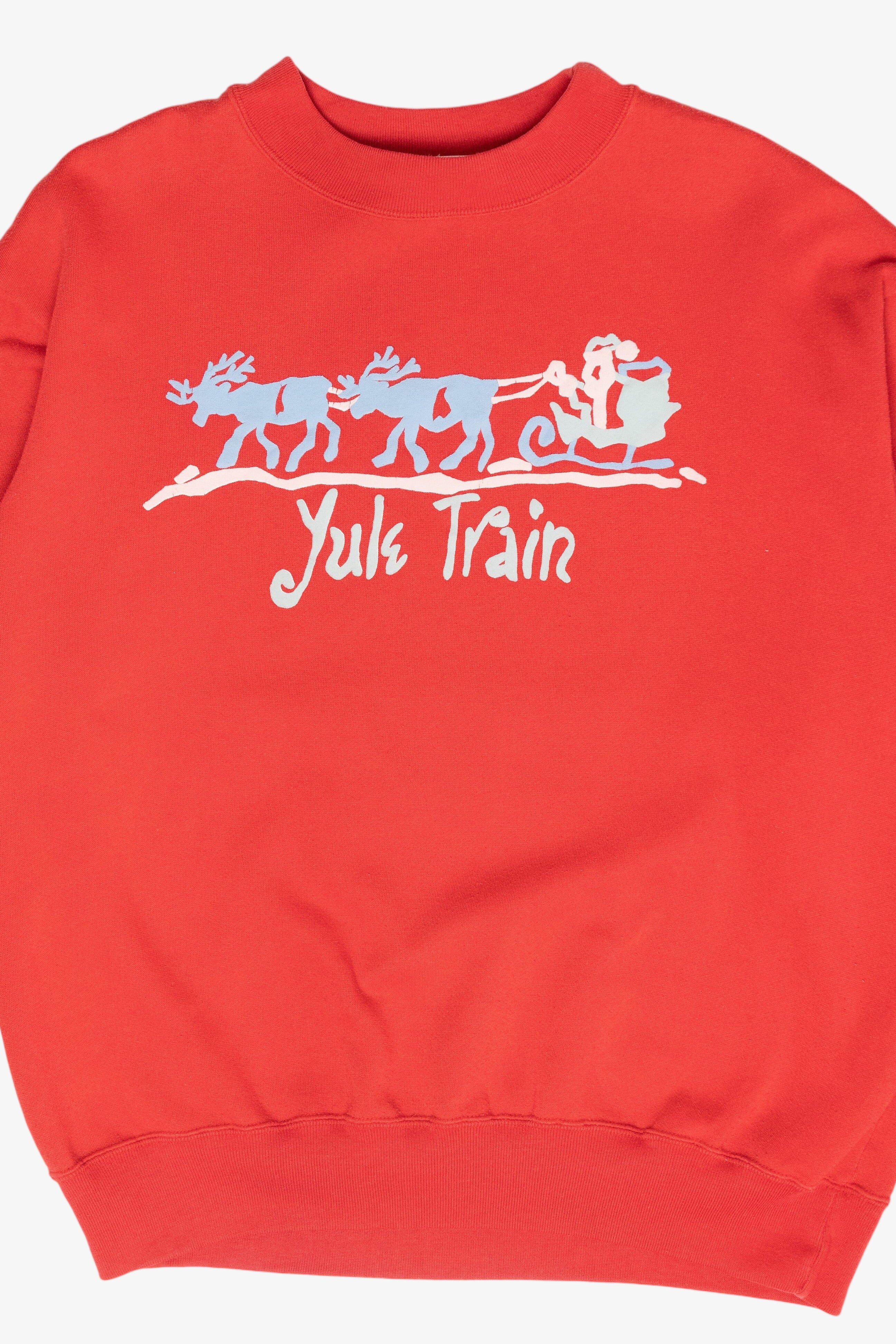 "Yule Train" Santa Sled Vintage Ugly Christmas Sweatshirt (1980s)