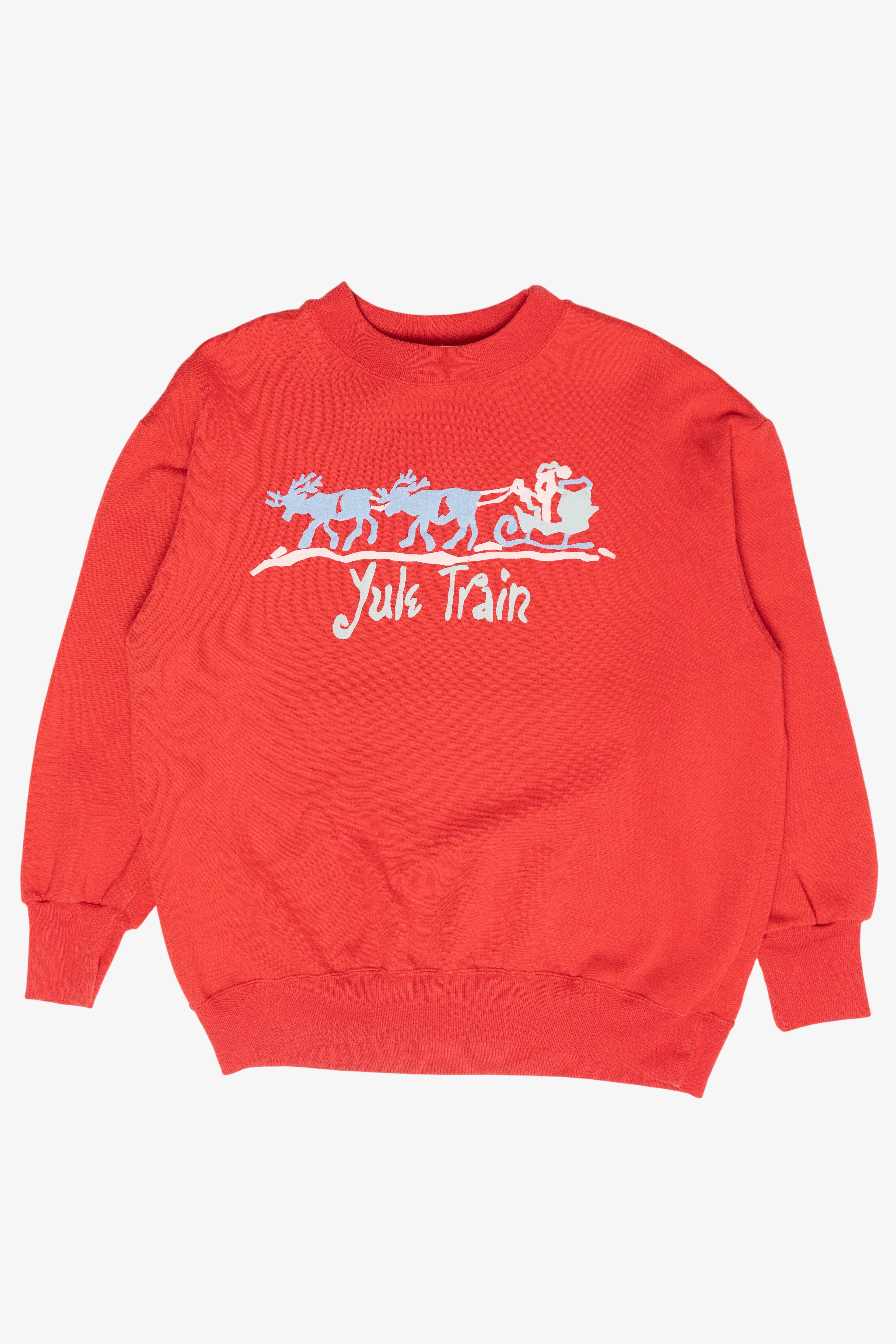 "Yule Train" Santa Sled Vintage Ugly Christmas Sweatshirt (1980s)