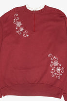Snowflakes Vintage Ugly Christmas Partial Zip Sweatshirt (1990s)