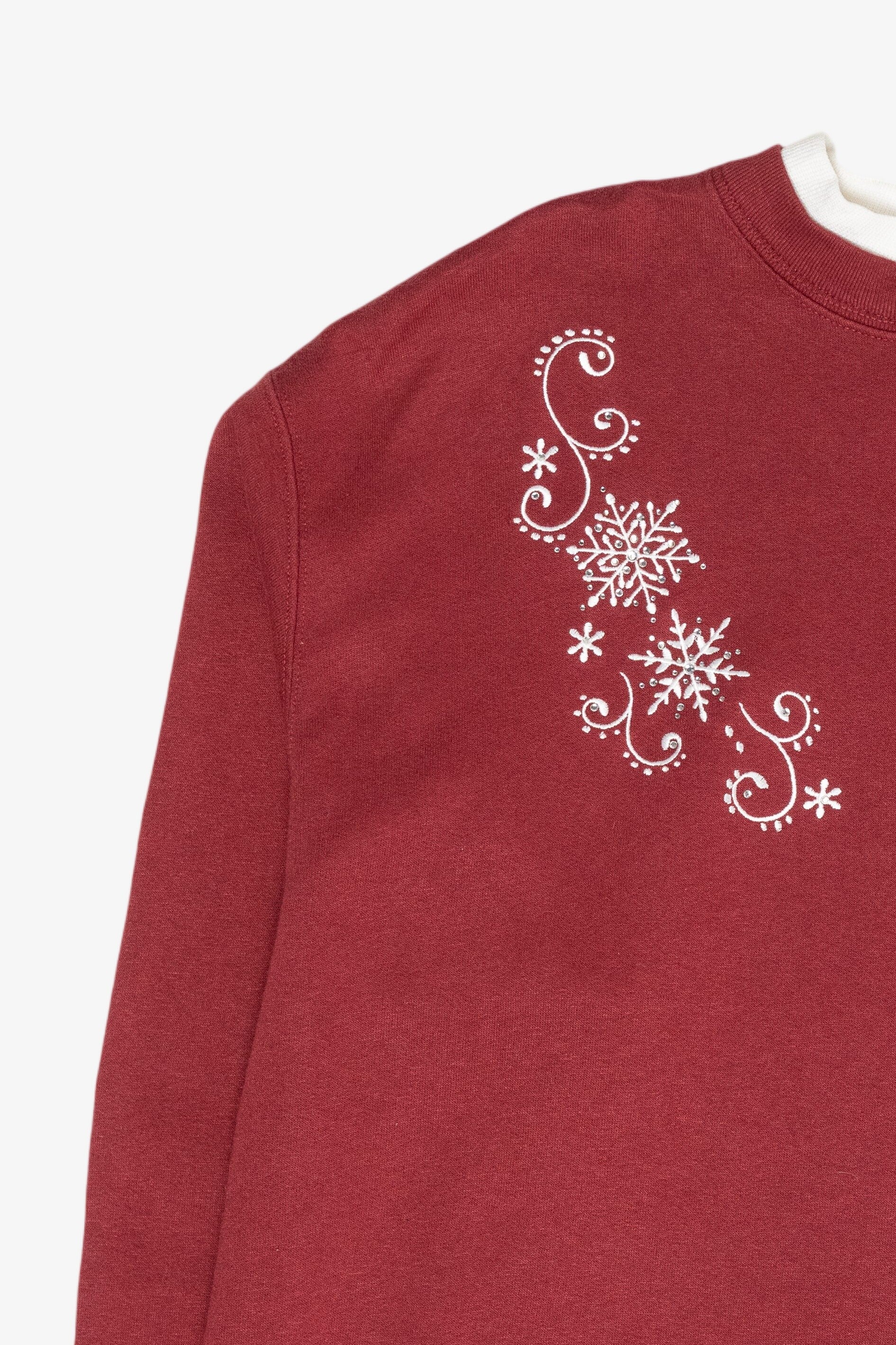 Snowflakes Vintage Ugly Christmas Partial Zip Sweatshirt (1990s)