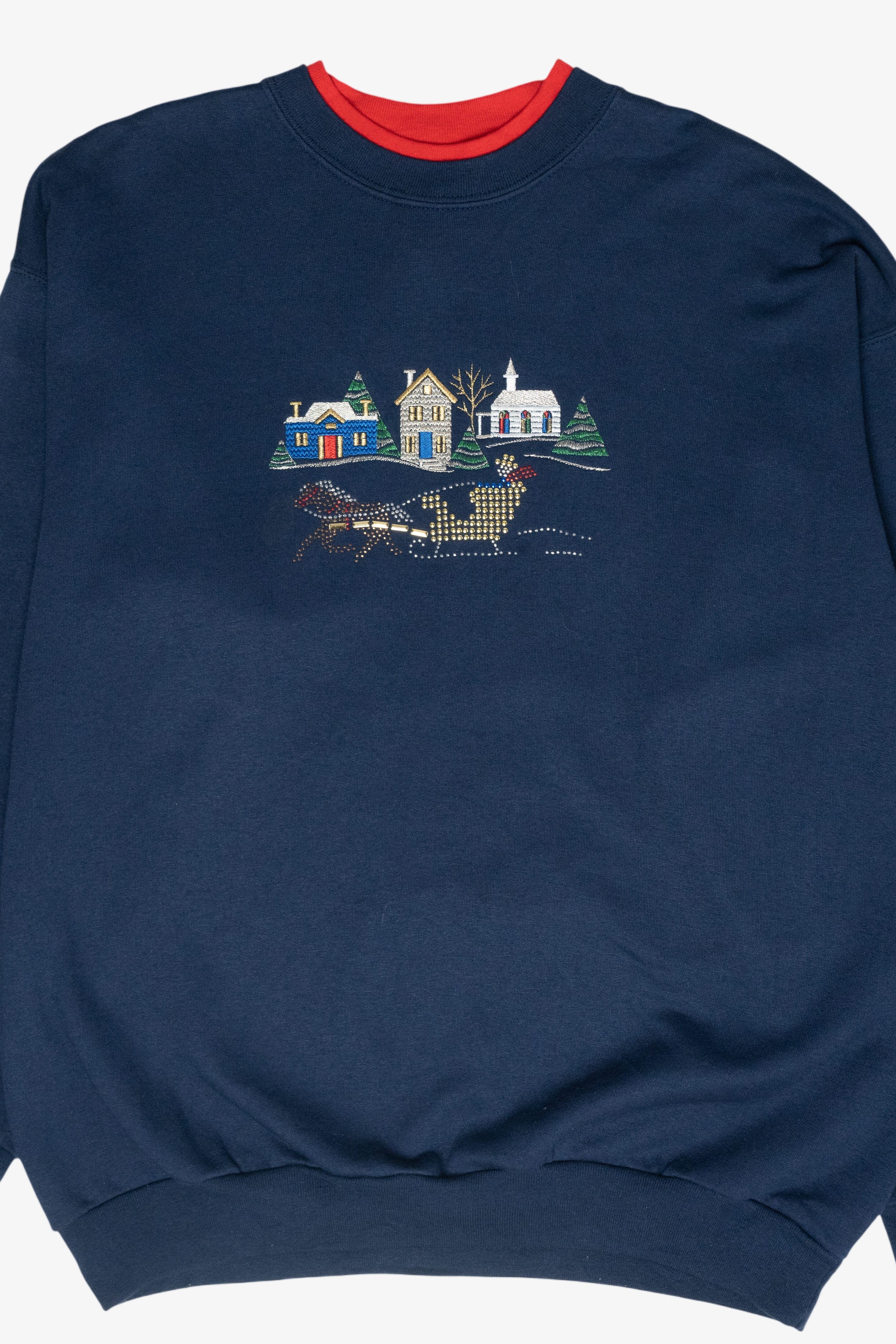 Cozy Winter Village Ugly Vintage Christmas Sweatshirt (1980s)